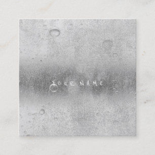 Carte De Visite Carré Gris Argent Gris Eau Abstraite Boules de lin