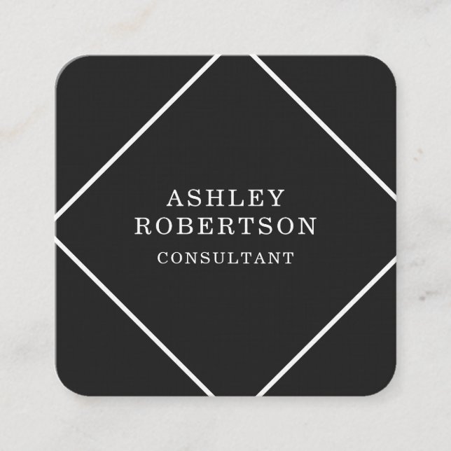 Carte De Visite Carré Gris Noir Professionnel Design tendance minimalist (Devant)