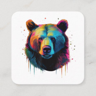 Carte De Visite Carré Grizzly Oear Amateurs Pop Art Big Grizzly Ours