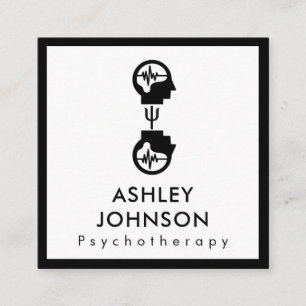 Carte De Visite Carré Gros Noir & Blanc Psychothérapie Thérapeutique Cer