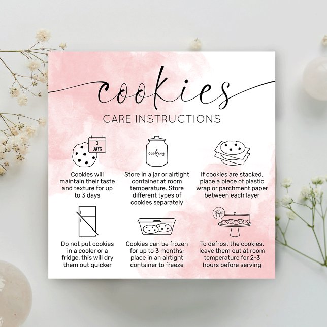 Carte De Visite Carré Guide de soins des cookies Boulangerie Merci (Créateur téléchargé)