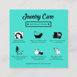 Carte De Visite Carré Guide de soins pour bijoux Turquoises et simples
