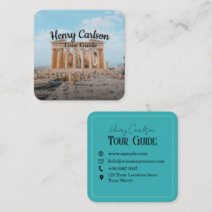 Carte De Visite Carré Guide touristique Agent de voyage Turquoise