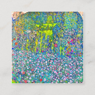 Carte De Visite Carré Gustav Klimt - Paysage Horticole Avec Hillto