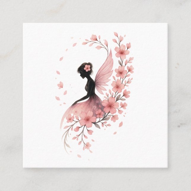 Carte De Visite Carré Hada Rosa con Flores de Sakura (Devant)