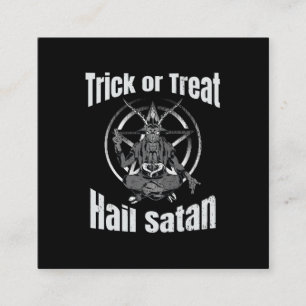 Carte De Visite Carré Hail Satan Pentagram Goat Halloween