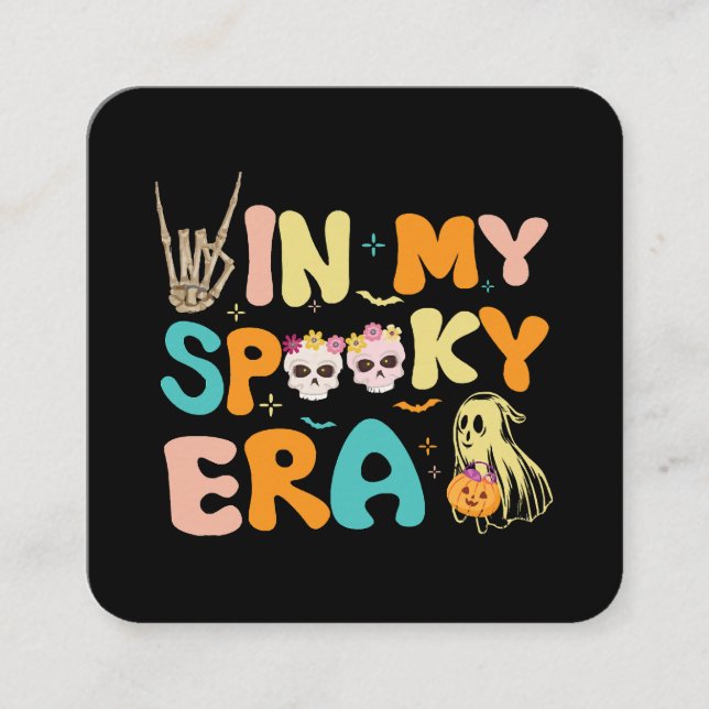 Carte De Visite Carré Halloween dans mon ère Éffrayante saison Éffrayant (Devant)