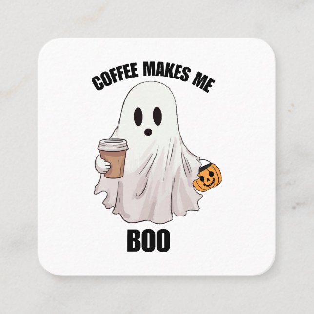 Carte De Visite Carré Halloween fêteuse au café fantôme (Devant)