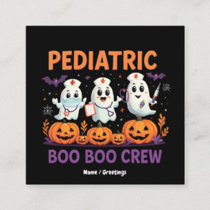 Carte De Visite Carré Halloween infirmière pédiatrique Boo Boo Crew Funn