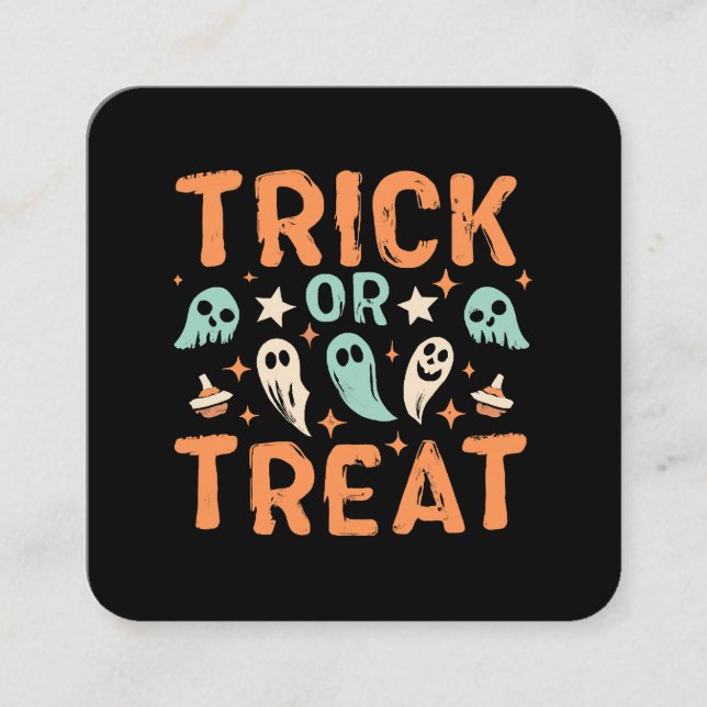 Carte De Visite Carré Halloween Trick ou Treat (Devant)