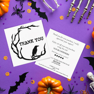 Carte De Visite Carré Halloween Wreath Crow merci pour votre commande