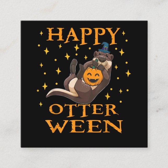 Carte De Visite Carré Happy Otterween Cute Sea Otter Costume Halloween (Devant)