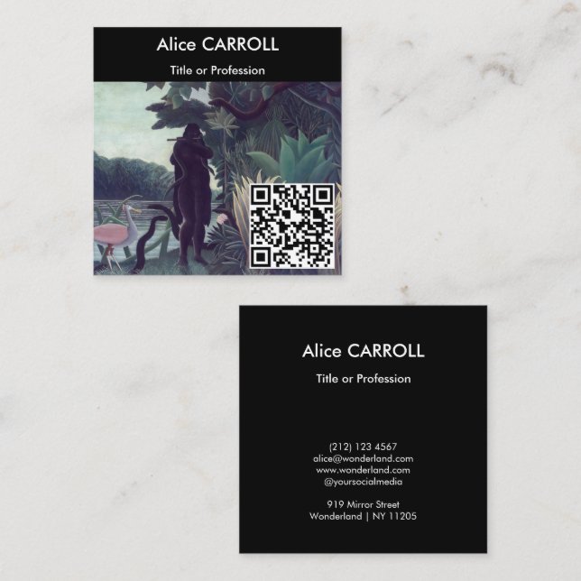 Carte De Visite Carré Henri Rousseau - Le Charmeur des serpents - Code Q (Devant / Derrière)