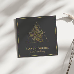 Carte De Visite Carré Herbal + Apothécaire Floral Or