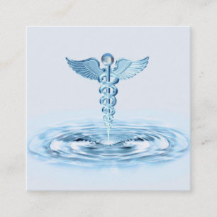 Carte De Visite Carré Hermes Rod Caduceus Blue Water Riples Médicale