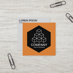 Carte De Visite Carré Hexagone noir - blocs géométriques - orange
