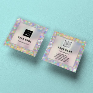 Carte De Visite Carré Holographe de maquillage Holographe unique QR CODE