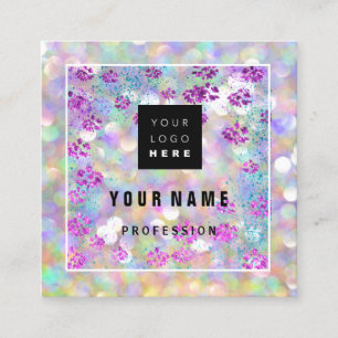 Carte De Visite Carré Holographe maquillage ARTISTE Logo blanc unique QR