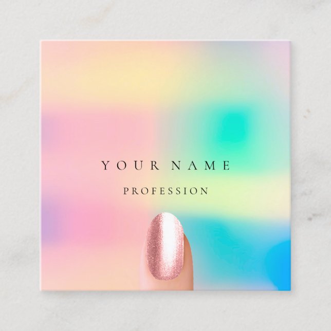 Carte De Visite Carré Holographe Ombre Nails Manicure Professionnelle (Devant)