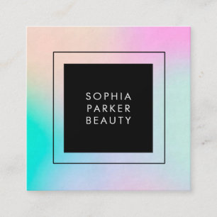 Carte De Visite Carré Holographie colorée moderne  Médias sociaux