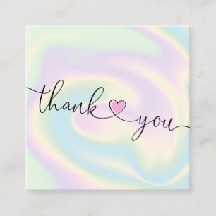 Carte De Visite Carré holographie de script moderne merci pour votre com