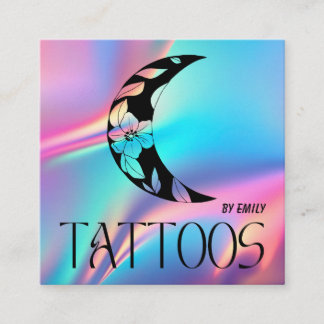 Carte De Visite Carré Holographie du salon de tatouage céleste