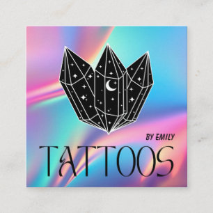 Carte De Visite Carré Holographie du salon de tatouage céleste