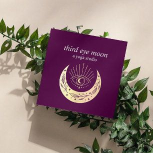 Carte De Visite Carré Holographique 3ème OEIL Lune Yoga Coach spirituel