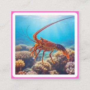 Carte De Visite Carré Homard Rouge Exotique - Crustacé Marin de Luxe Aut