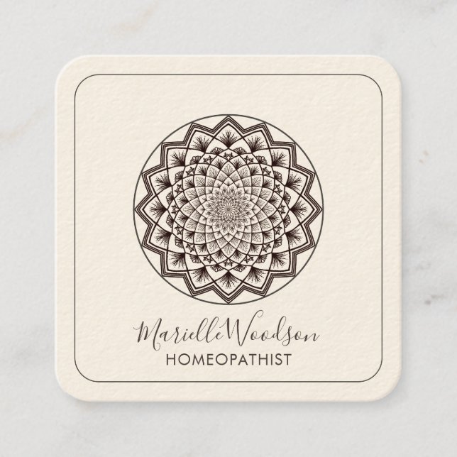 Carte De Visite Carré Homéopathiste Mandala Symétrie (Devant)