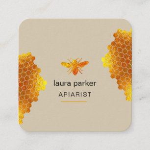 Carte De Visite Carré Honeypeb Honey Bee Apirarist Hexagons Beekeepons