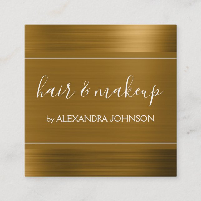 Carte De Visite Carré Huile d'or Moderne Élégant Métal Brossé (Devant)