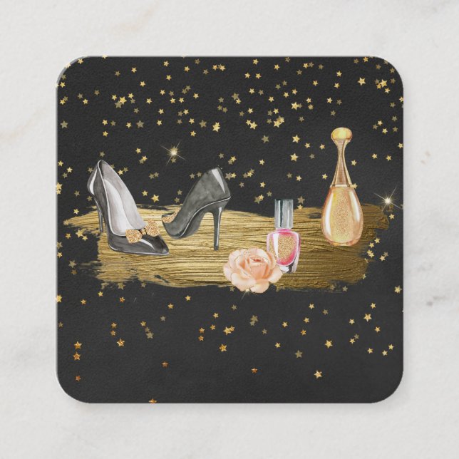 Carte De Visite Carré *~* Huile d'or - Parties scintillant Tire le parfu (Devant)
