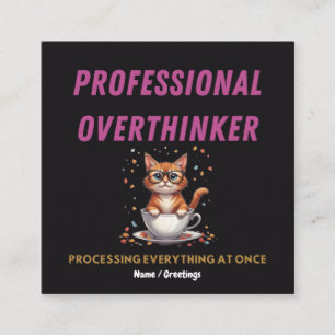 Carte De Visite Carré Humour de chat identifiable de surpenseur professi