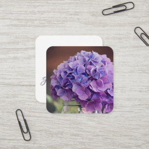 Carte De Visite Carré Hydrangée violette dans Mason Jar Photo