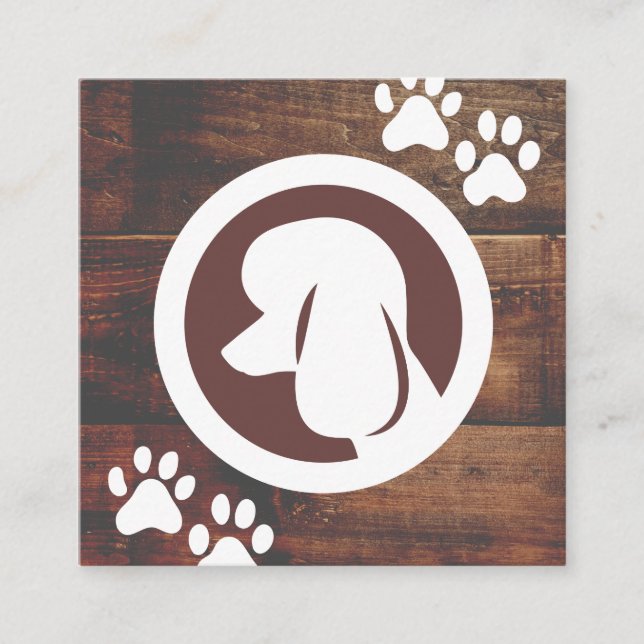 Carte De Visite Carré Icône Chien de caniche | Pâtes | Bois (Devant)