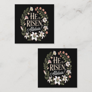Carte De Visite Carré Il Est Ressuscité Alleluia Floral Pâques Chrétien