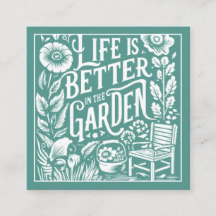 Carte De Visite Carré Illustration Gardener Landscaper Green