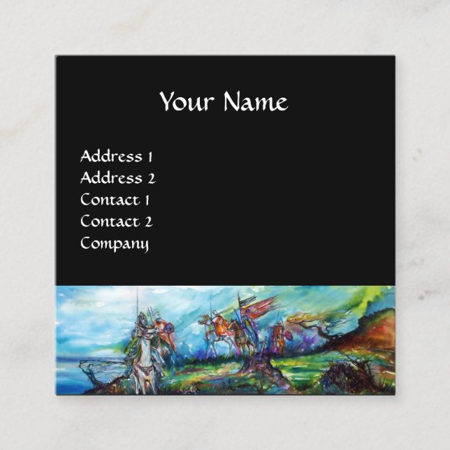 Carte De Visite Carré IMAGINAIRE Bleu Noir dans la tempête (Devant)