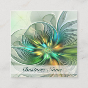 Carte De Visite Carré Imaginaire coloré Art Fractal Fleur Abstrait