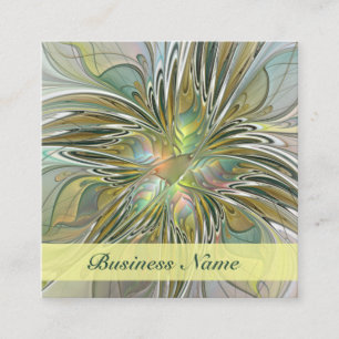 Carte De Visite Carré Imaginaire Floral Fleur Art Fractal Moderne Avec O