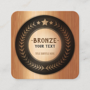 Carte De Visite Carré IMPRIMER do-it-yourself MÉDAILLE Champion de bronz