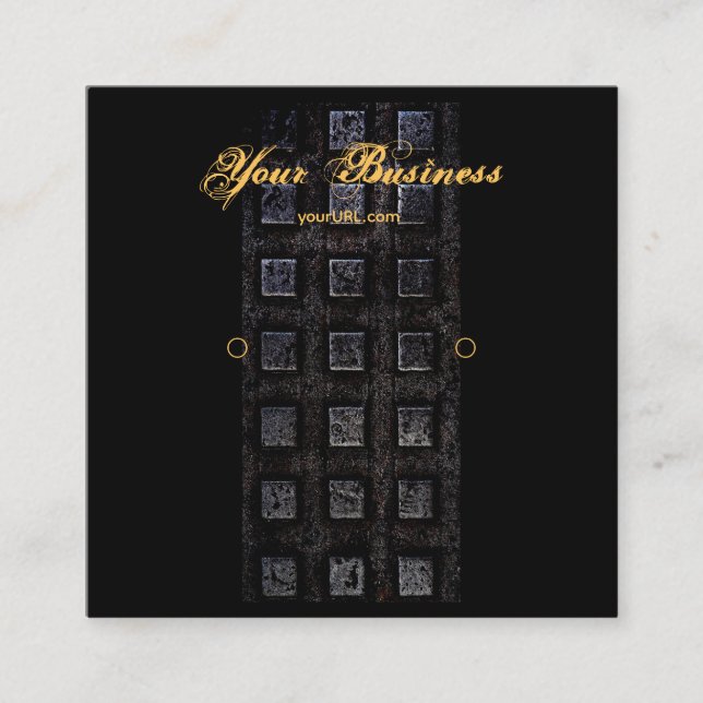 Carte De Visite Carré Industrial Black Earring Holder Display Cards (Devant)