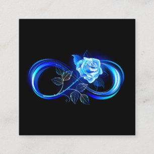 Carte De Visite Carré Infini lumineux avec rose bleue