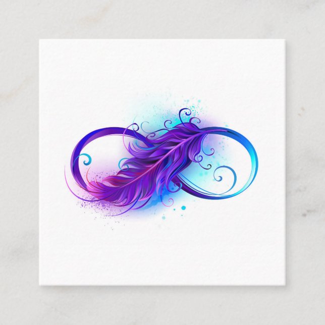 Carte De Visite Carré Infinity with purple feather (Devant)