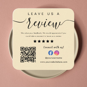 Carte De Visite Carré Instagram Facebook Logo Qr Code Laissez-Nous Un Av