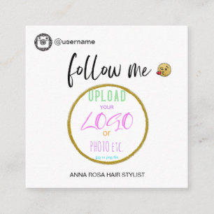 Carte De Visite Carré *~* INSTAGRAM Social Media LOGO Emoji QR code   