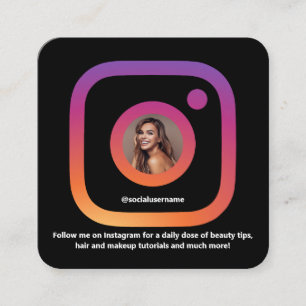 Carte De Visite Carré Instagram Style Trendy Social Media QR Code