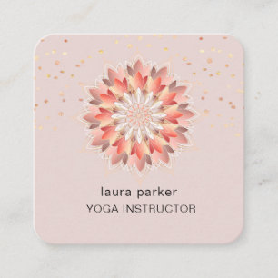 Carte De Visite Carré Instructeur de méditation de Yoga Lotus Flower