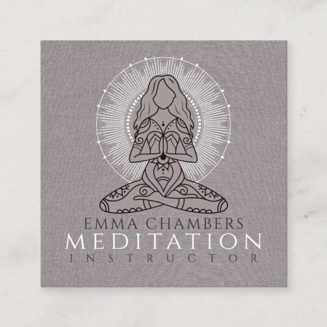 Carte De Visite Carré Instructeur de méditation moderne Lotus Pose Manda (Devant)